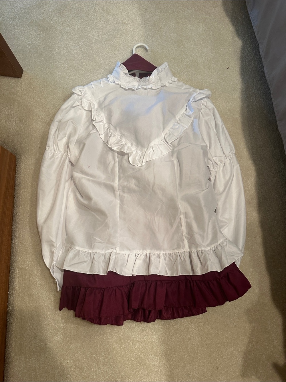 White Ruffle-Trim Button-Front Women's Blouse - Picture 2 of 2